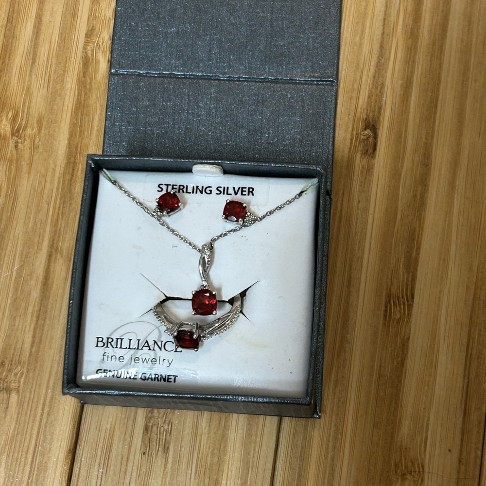 Haus of Brilliance Sterling Silver Earrings with Red Garnet